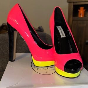 Steve Madden Vibrant Pink and Yellow Heels
